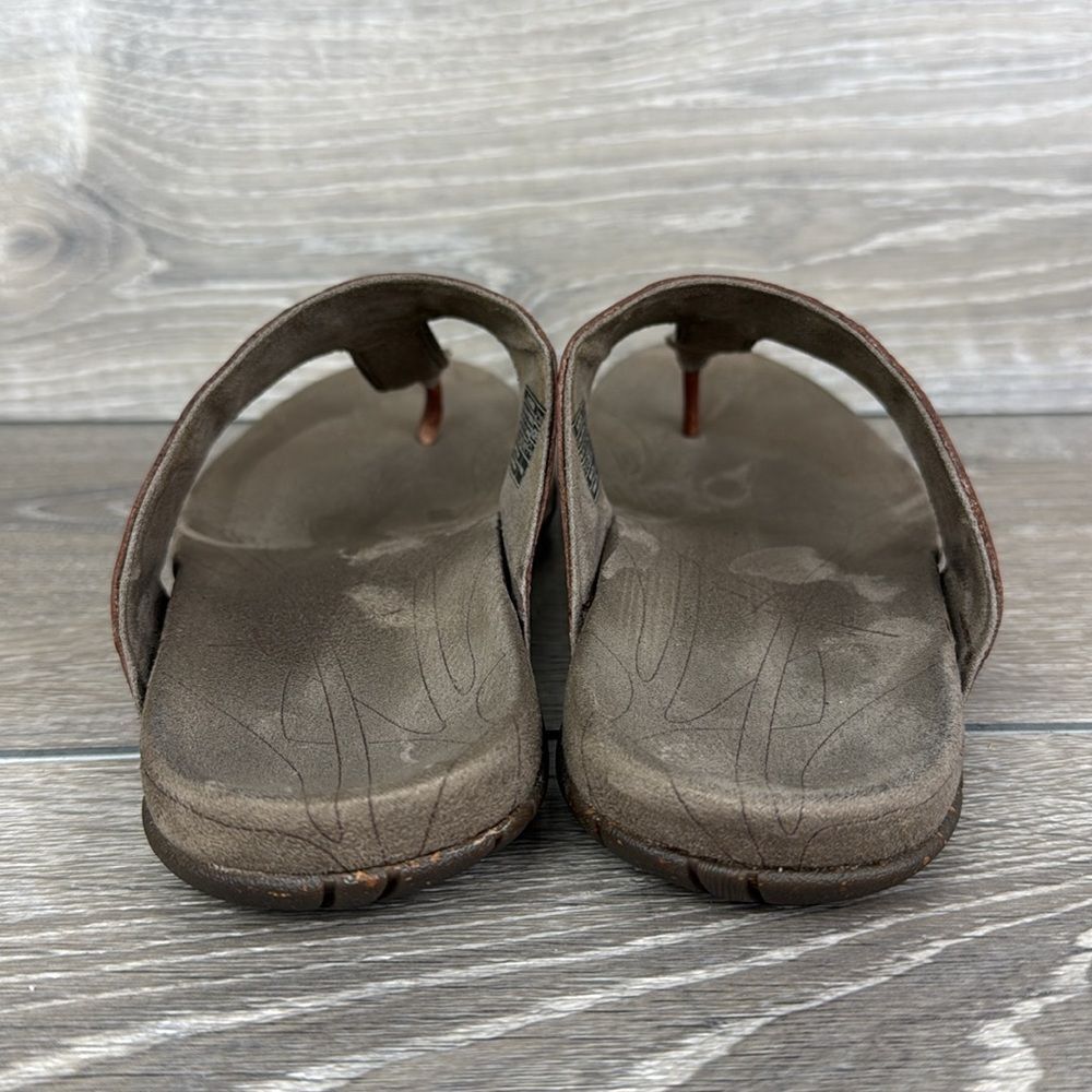 Teva Keelie  Brown Leather Womens Sz 7.5 Thong Slip On T-Strap Flip Flop Sandals - Picture 4 of 15
